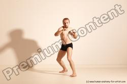 Underwear Martial art Man White Moving poses Slim Short Blond Dynamic poses Academic